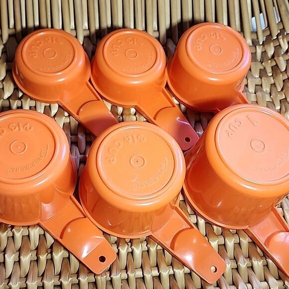 Vintage Orange Tupperware Nesting Measuring Cups - Picture 2 of 5